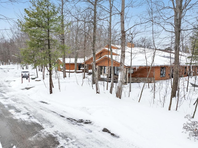 view of yard covered in snow