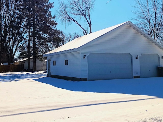 view of detached garage