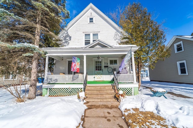 view of front facade featuring covered porch