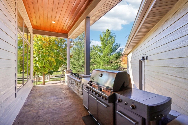 view of patio / terrace featuring exterior kitchen