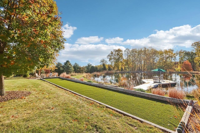 view of property's community with a water view