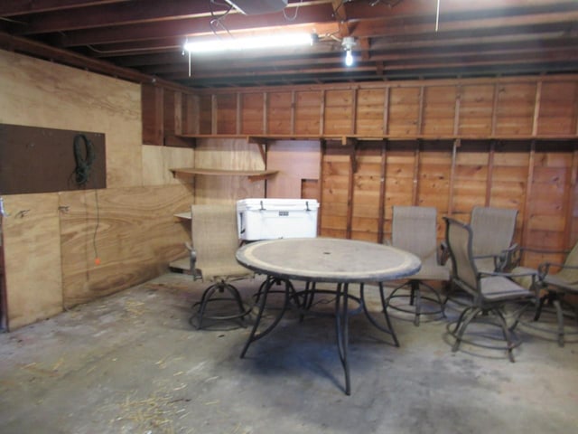 view of unfinished basement