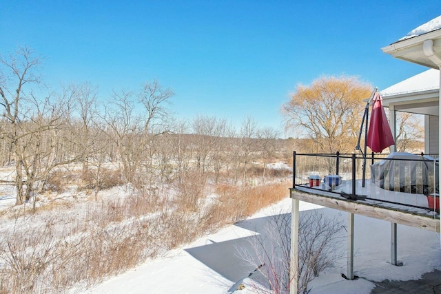 view of yard layered in snow