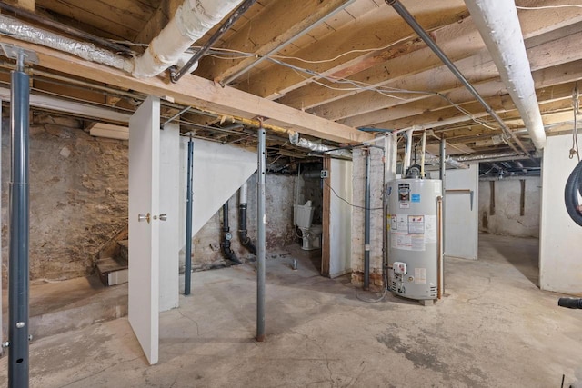 unfinished below grade area with gas water heater