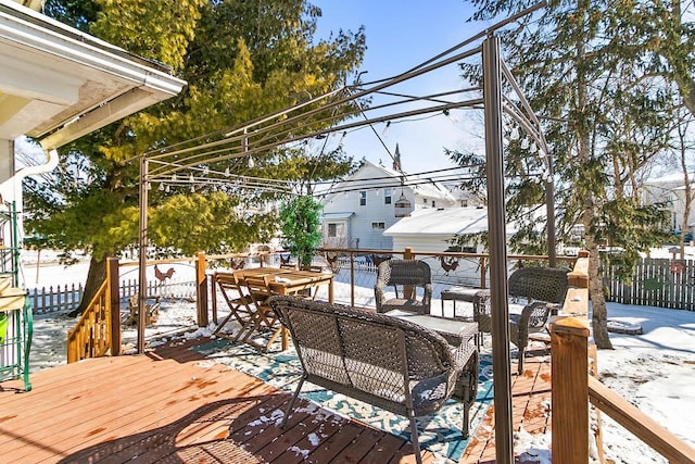 355 W Mill St, Columbus, WI 53925 - snow covered deck featuring outdoor dining area