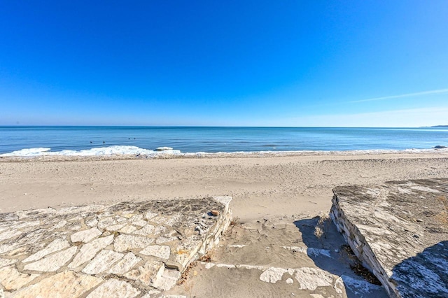 view of water feature with a view of the beach