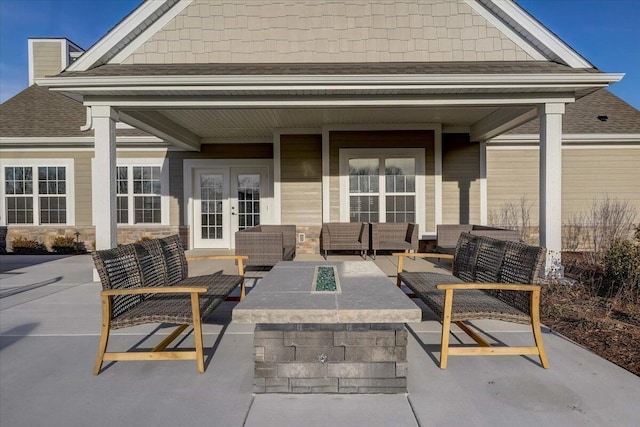 W142N11247 Wrenwood Pass Unit 35-Bldg 13, Germantown, WI 53022 - view of patio featuring an outdoor living space and french doors