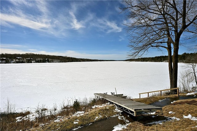 view of dock featuring a water view