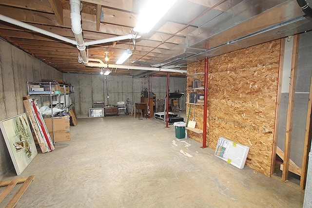 view of unfinished basement