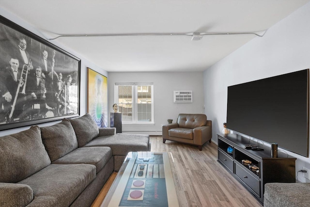 living room featuring light wood-style floors