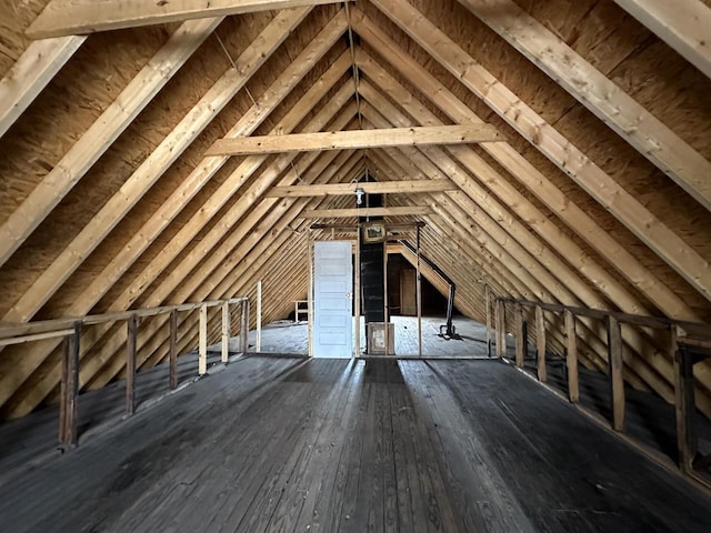 view of unfinished attic