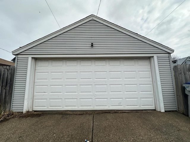 detached garage with fence