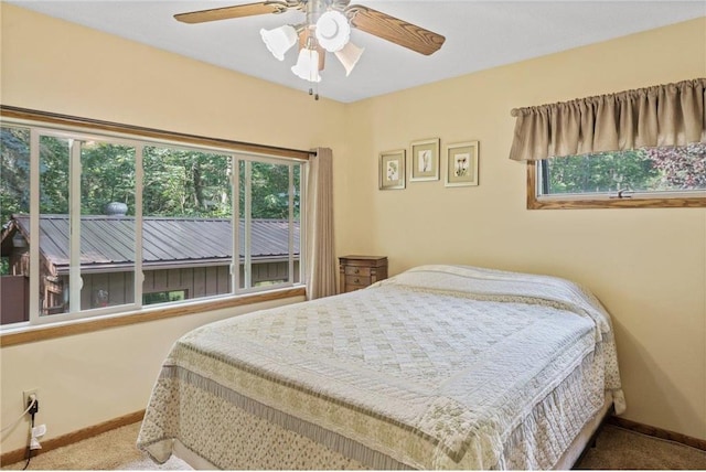 115 Pine Crest Rd, Balsam Lake, WI 54810 - carpeted bedroom with multiple windows, baseboards, and a ceiling fan