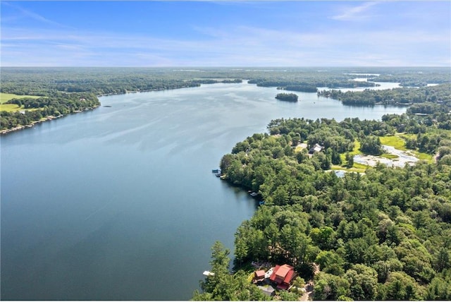 115 Pine Crest Rd, Balsam Lake, WI 54810 - drone / aerial view featuring a water view and a wooded view