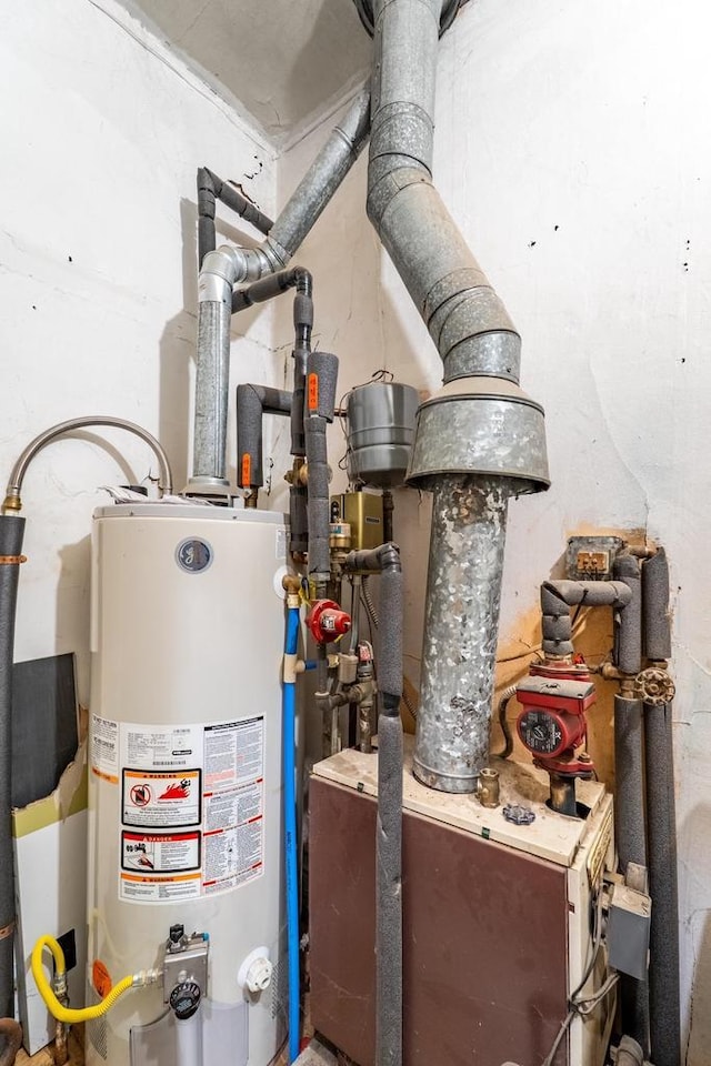 utility room with water heater