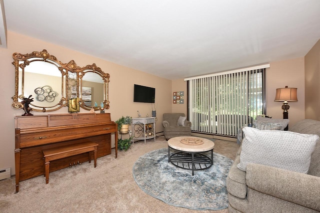 living room with carpet floors