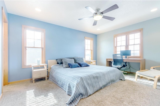 N8111 Castaway Dr, New Lisbon, WI 53950 - carpeted bedroom with recessed lighting, a ceiling fan, and baseboards