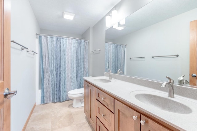 N8111 Castaway Dr, New Lisbon, WI 53950 - full bath with toilet, double vanity, a sink, and a shower with shower curtain