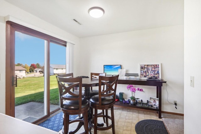 dining area with visible vents