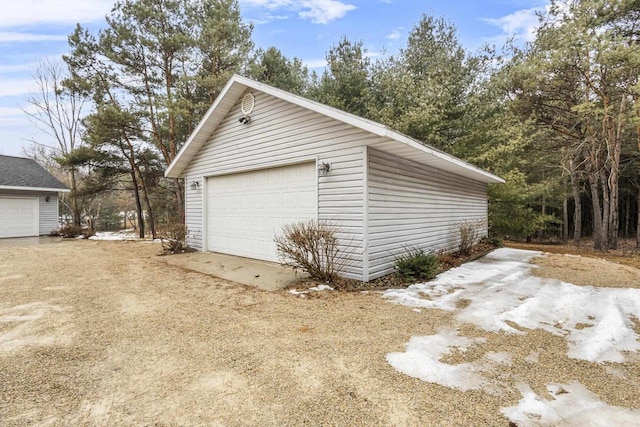 view of detached garage