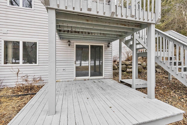 wooden terrace with stairway