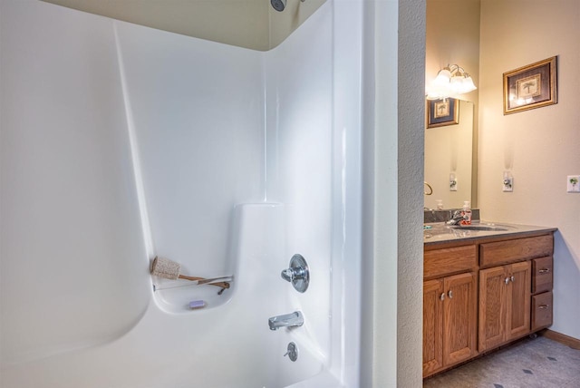 full bath featuring vanity and shower / bathtub combination