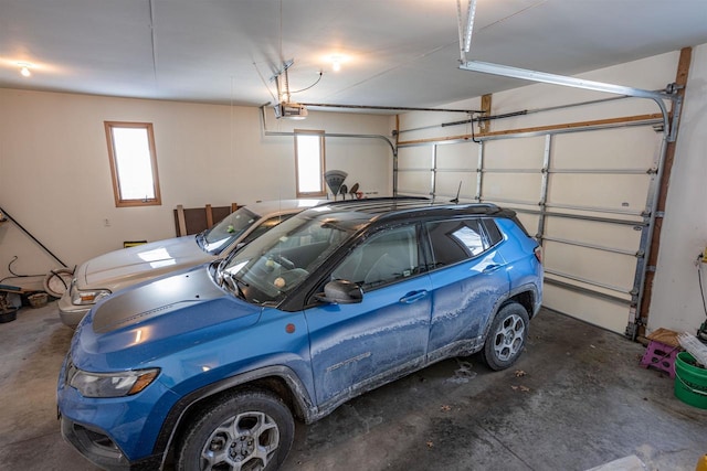 garage with a garage door opener