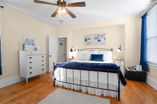 205 State St, Ripon, WI 54971 - bedroom with baseboards, a ceiling fan, and light wood-style floors