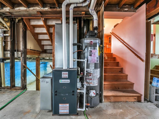 utilities featuring water heater and heating unit