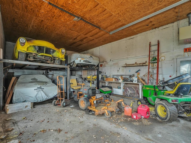 storage room with a garage