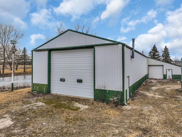 view of detached garage