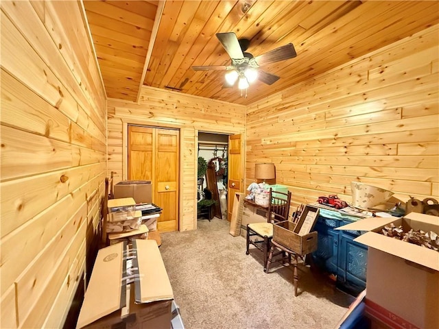 storage area featuring a ceiling fan