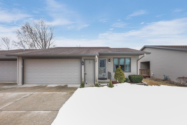 view of front of house with concrete driveway and an attached garage