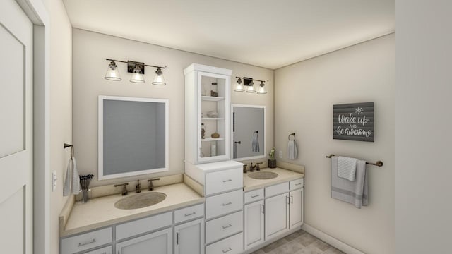 bathroom with double vanity and a sink