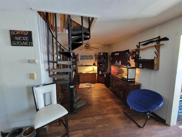 interior space with stairway and wood finished floors