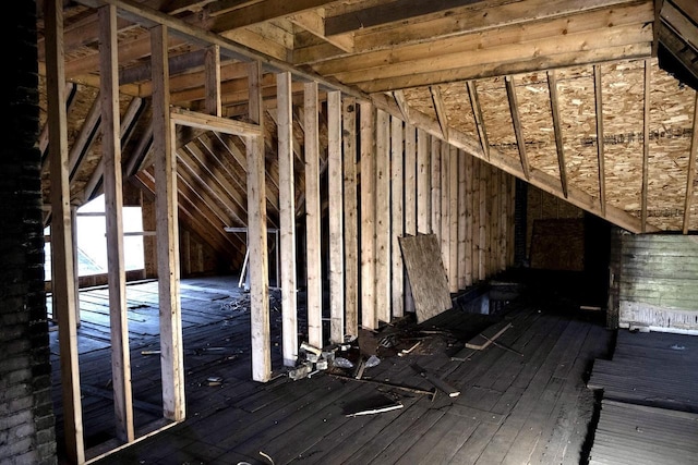 view of unfinished attic