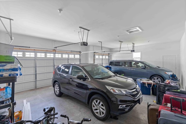 garage with a garage door opener