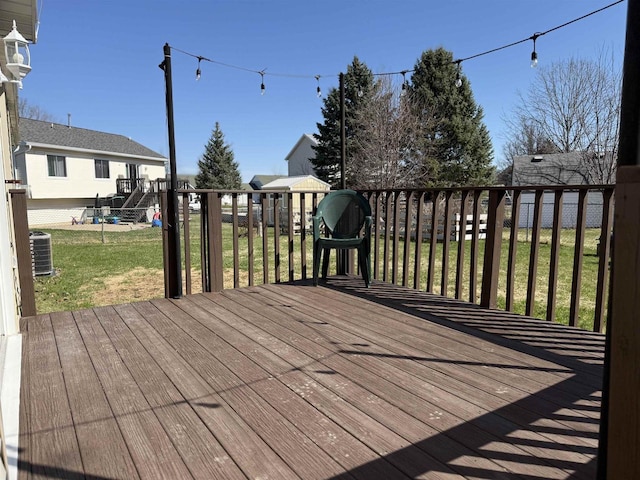 1080 Jaystone Ter, Waterloo, WI 53594 - wooden terrace featuring a yard and central air condition unit