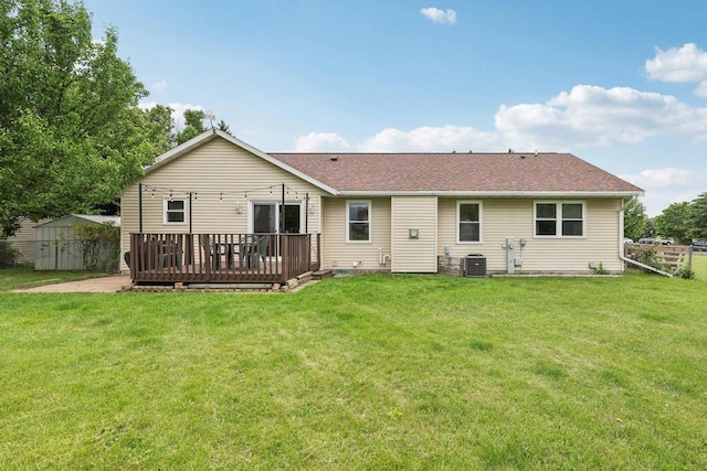 1080 Jaystone Ter, Waterloo, WI 53594 - rear view of house featuring cooling unit, a deck, and a shingled roof