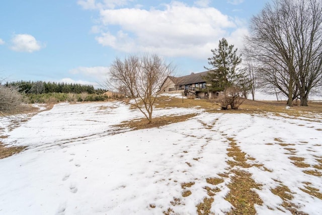 view of yard covered in snow