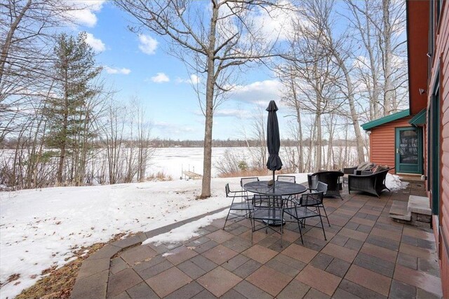 34239 Mcgraw Lake Rd, Danbury, WI 54830 - snow covered patio with outdoor dining area