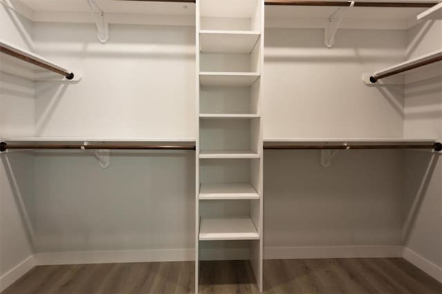 spacious closet with wood finished floors