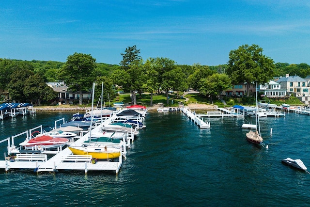 dock area featuring a water view