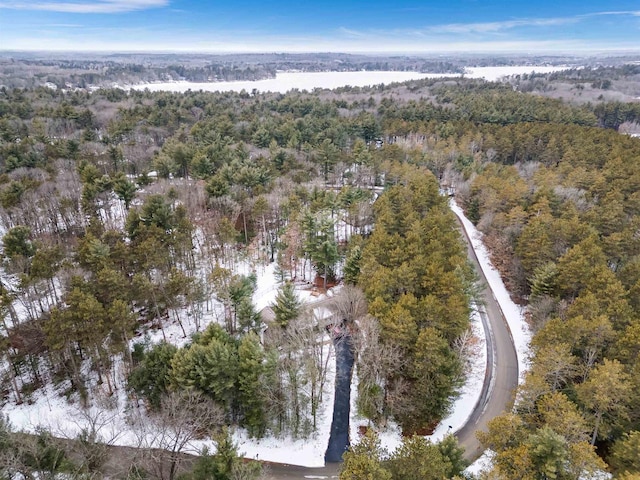 aerial view with a wooded view