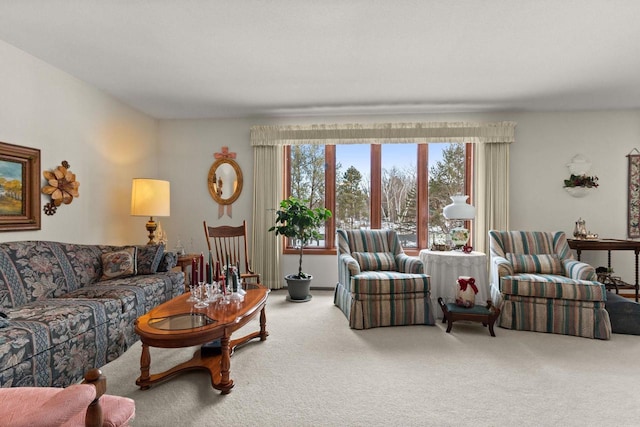 living room featuring carpet floors