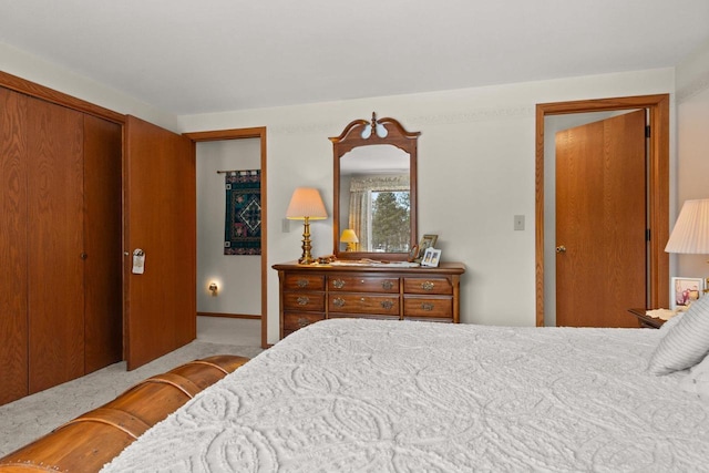 carpeted bedroom featuring a closet