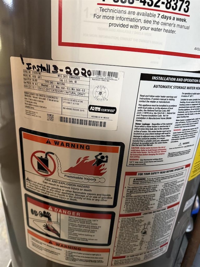 room details with gas water heater