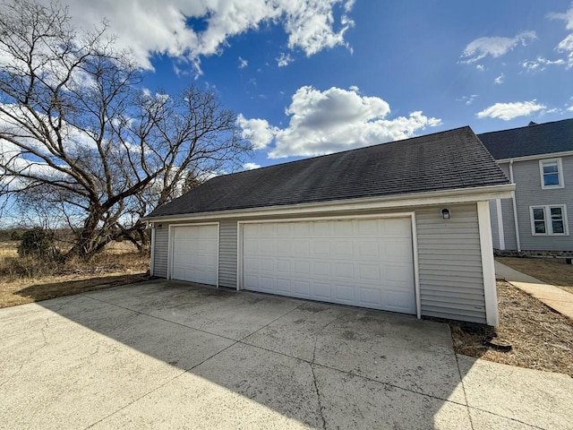 view of detached garage