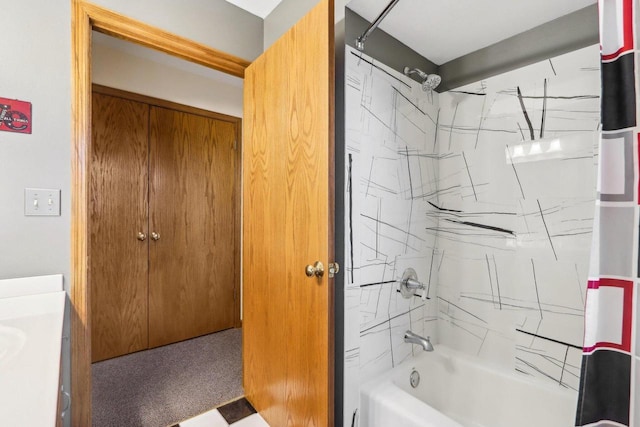 bathroom with tub / shower combination and vanity