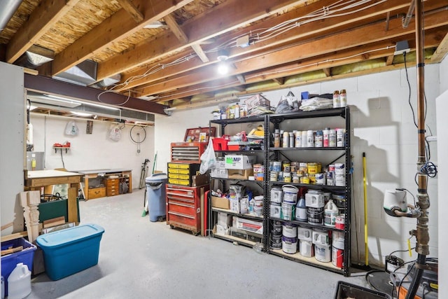 view of unfinished basement